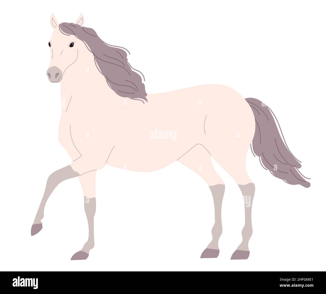 Cavallo da passeggio leggero con una tinta rosa. Illustrazione Vettoriale