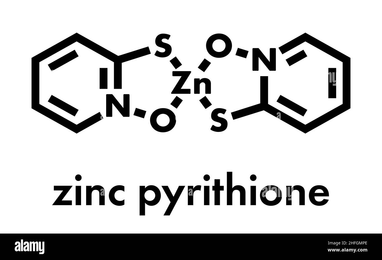 Molecola di piritione di zinco. Formula scheletrica. Illustrazione Vettoriale