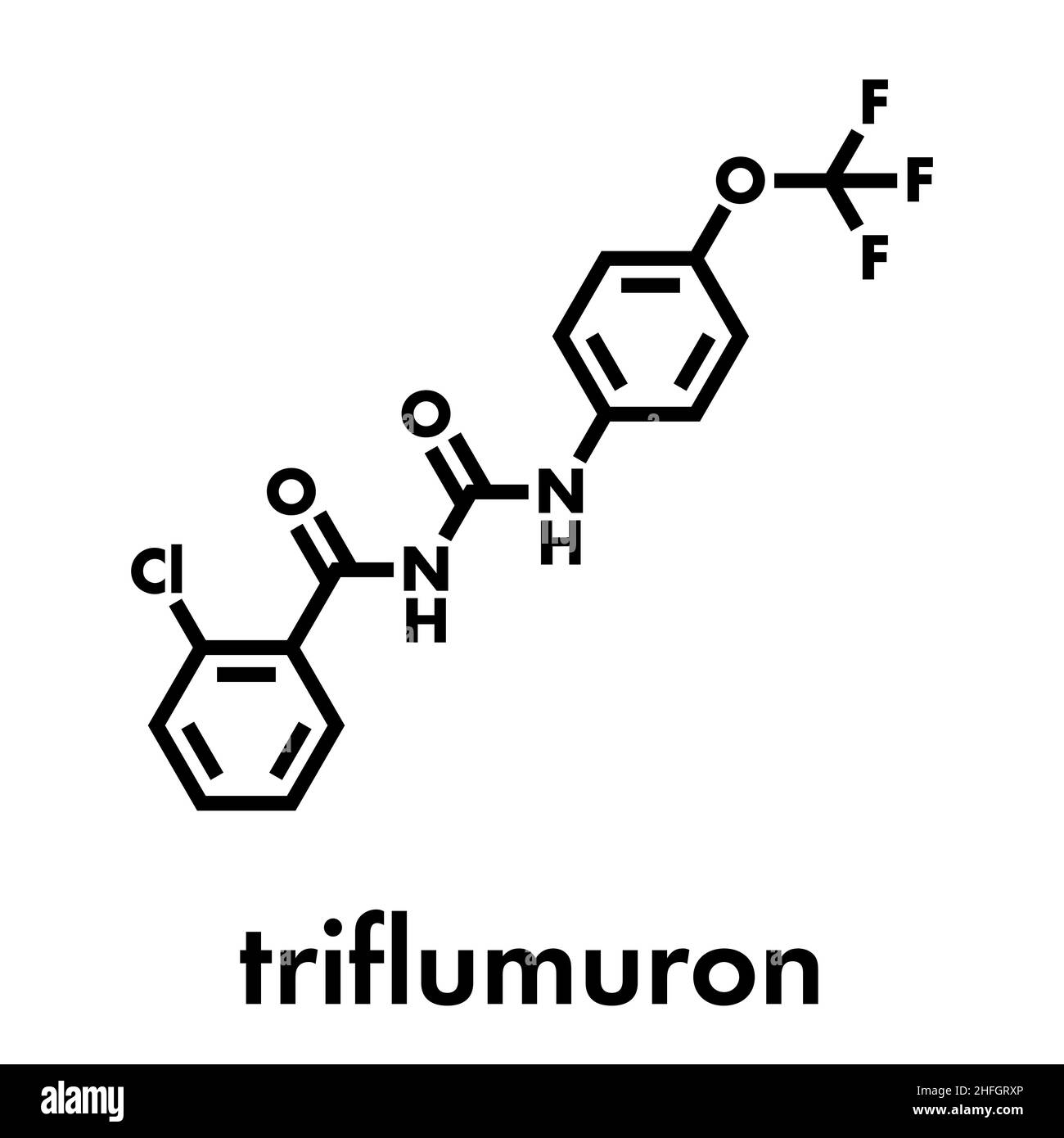 Triflumuron delle molecole di insetticida. Formula di scheletro. Illustrazione Vettoriale