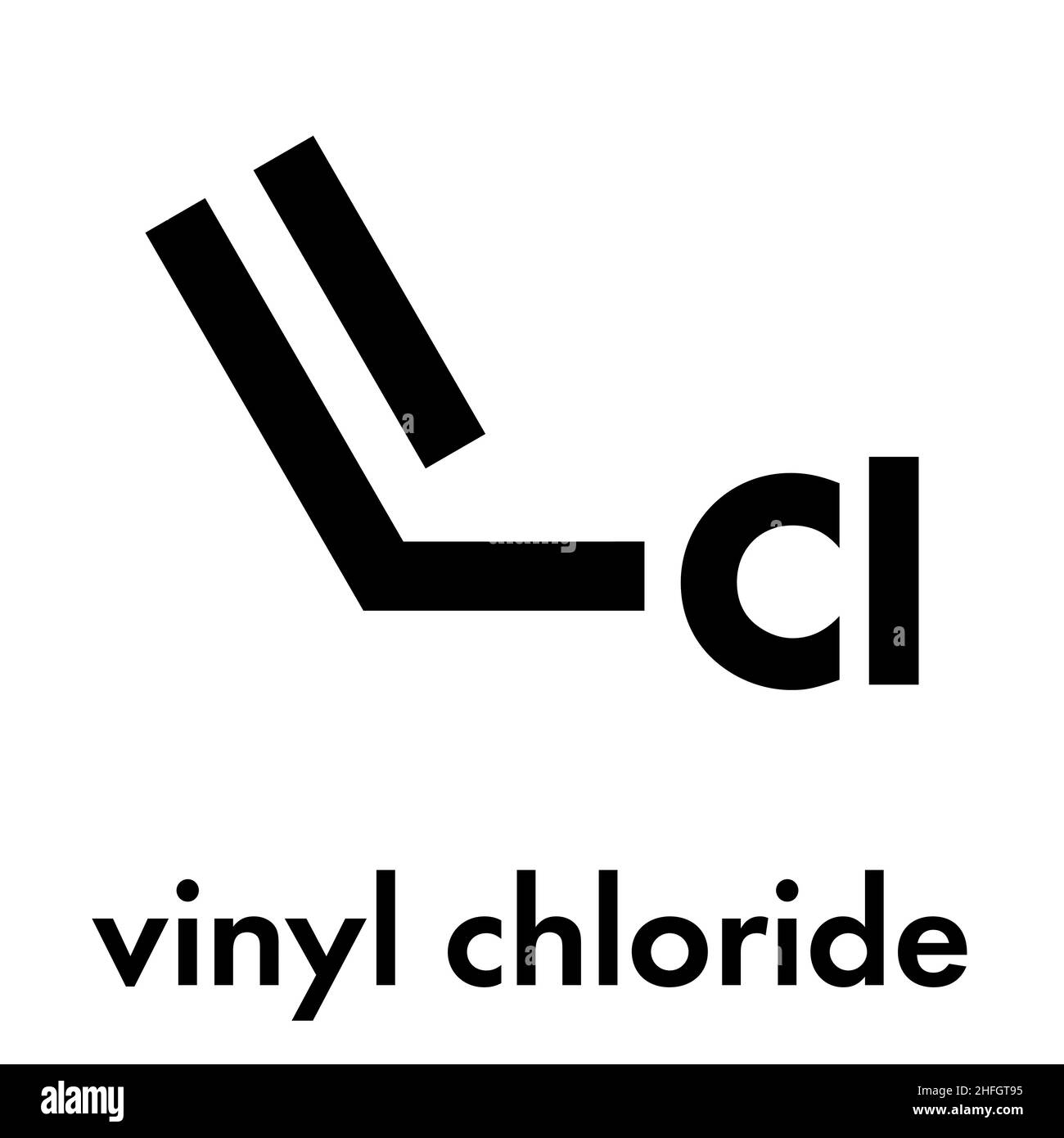 Blocco in plastica cloruro di vinile, cloruro di polivinile (PVC). Formula scheletrica. Illustrazione Vettoriale