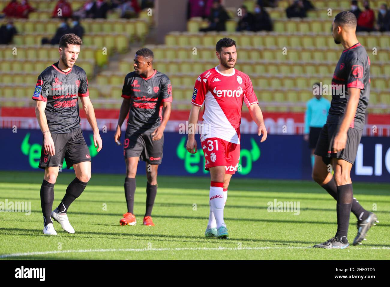 Monaco, Monaco. 16th Jan 2022. Monaco, Monte Carlo - 16 gennaio 2022: AS Monaco - Clermont Foot 63 (J21, L1) con lo sciopero tedesco e Kevin Volland in avanti. Fussball, Calcio, Ligue 1. Mandoga Media Germania Credit: dpa/Alamy Live News Foto Stock