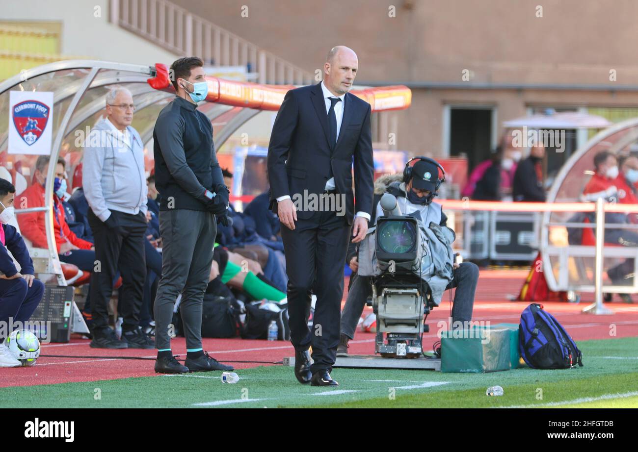 Monaco, Monaco. 16th Jan 2022. Monaco, Monte Carlo - 16 gennaio 2022: AS Monaco - Clermont Foot 63 (J21, L1) con il Football Coach Philippe Clement. Fussball, Calcio, Ligue 1. Mandoga Media Germania Credit: dpa/Alamy Live News Foto Stock