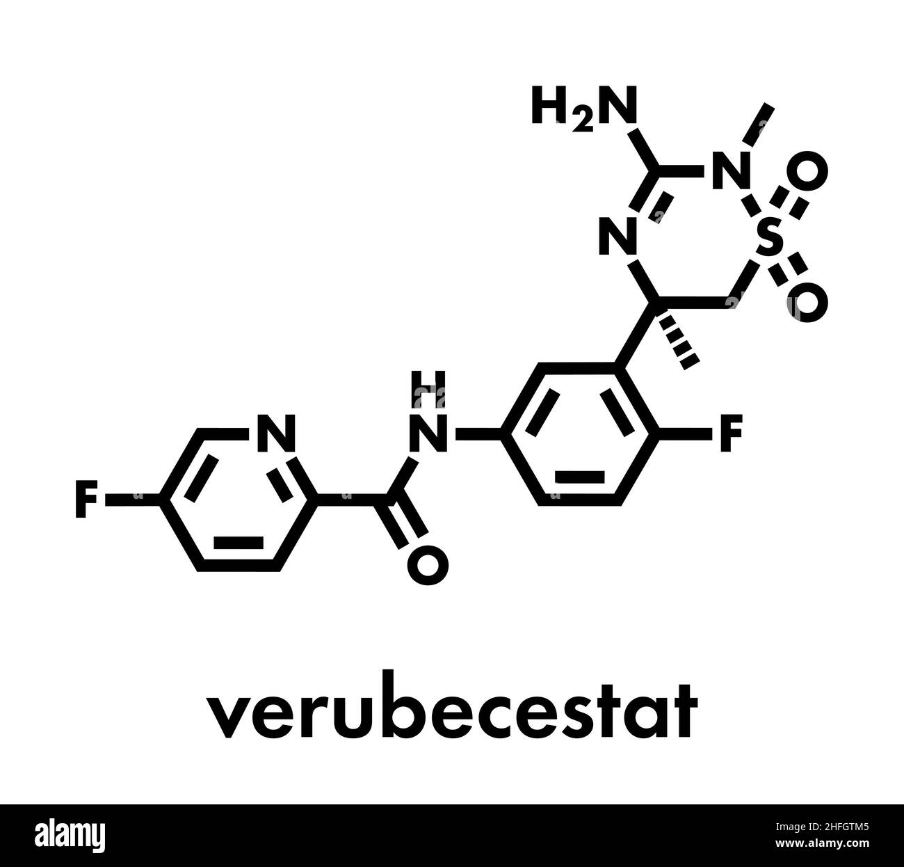 Verubecestat morbo di Alzheimer molecola di farmaco (cui BACE1 inibitore). Formula di scheletro. Illustrazione Vettoriale