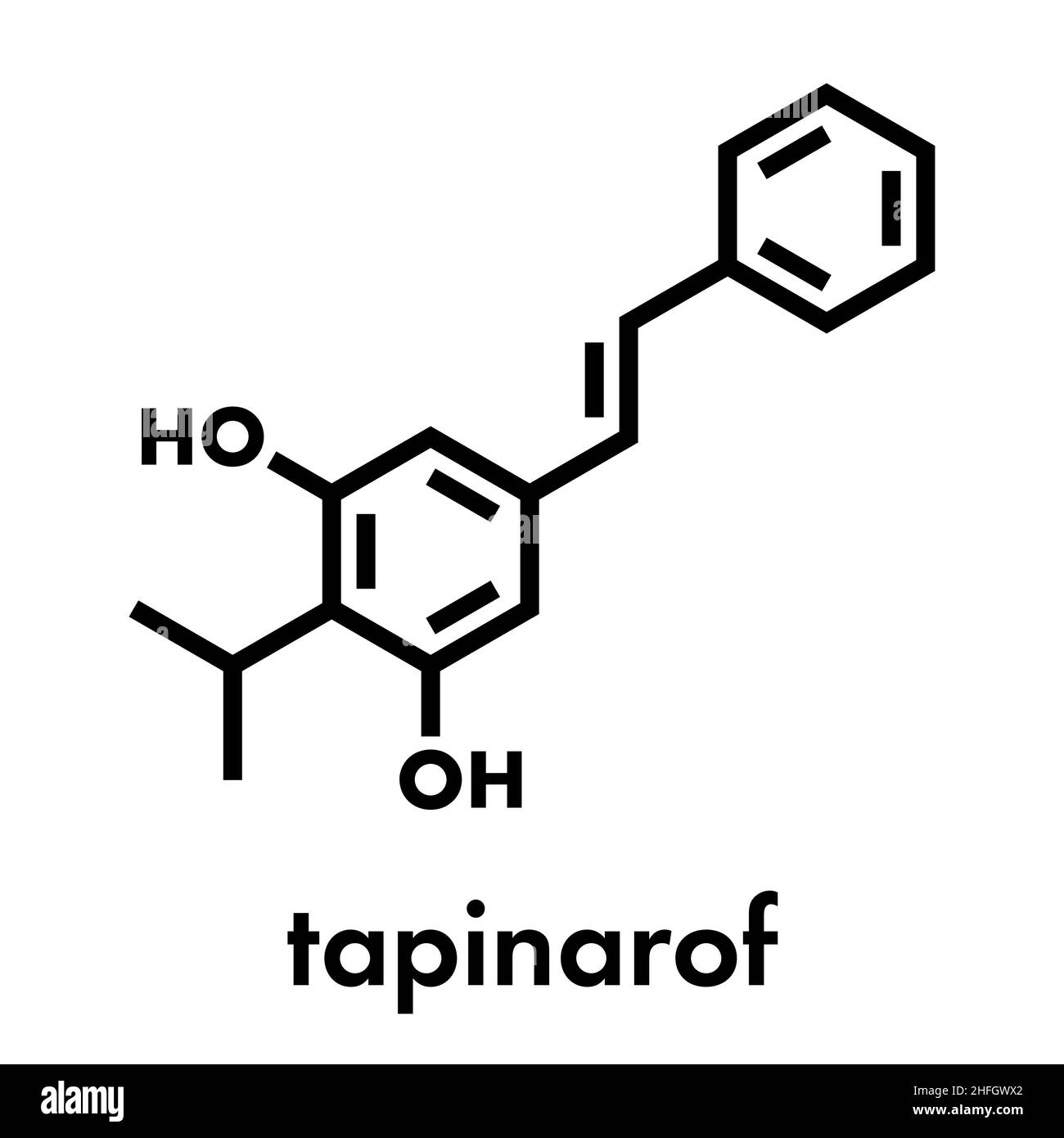 Benvitimod o tapararof, molecola di farmaco per la psoriasi. Formula scheletrica. Illustrazione Vettoriale