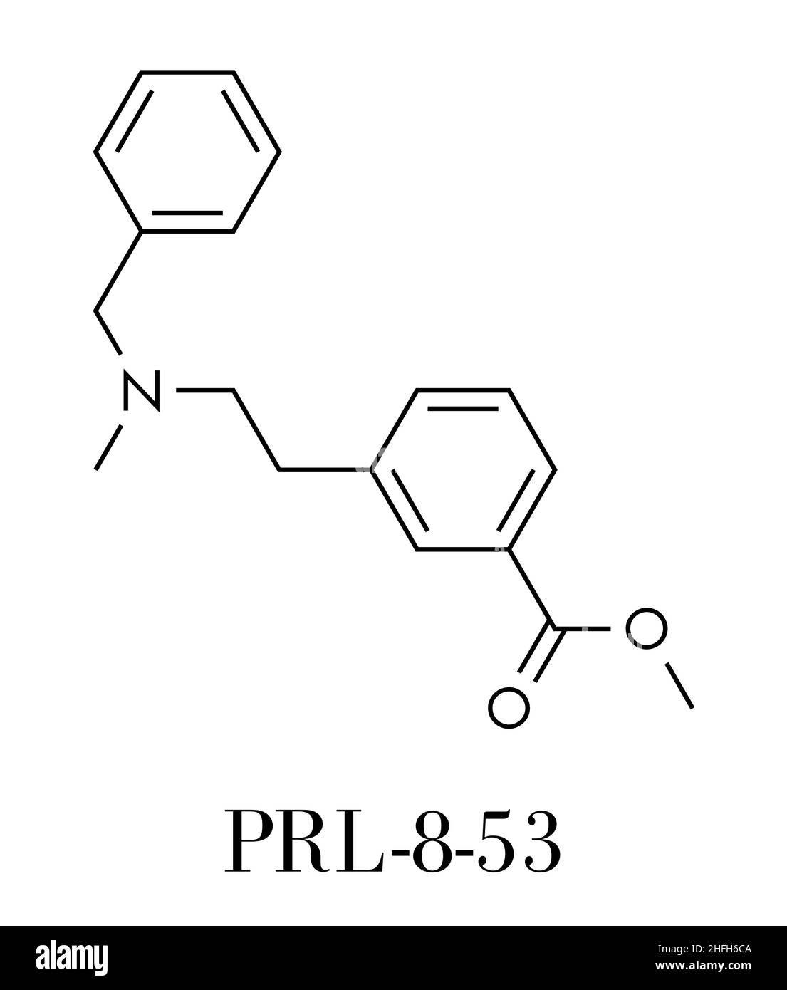 Il PRL-8-53 nootropica ricerca molecola chimica. Formula di scheletro. Illustrazione Vettoriale