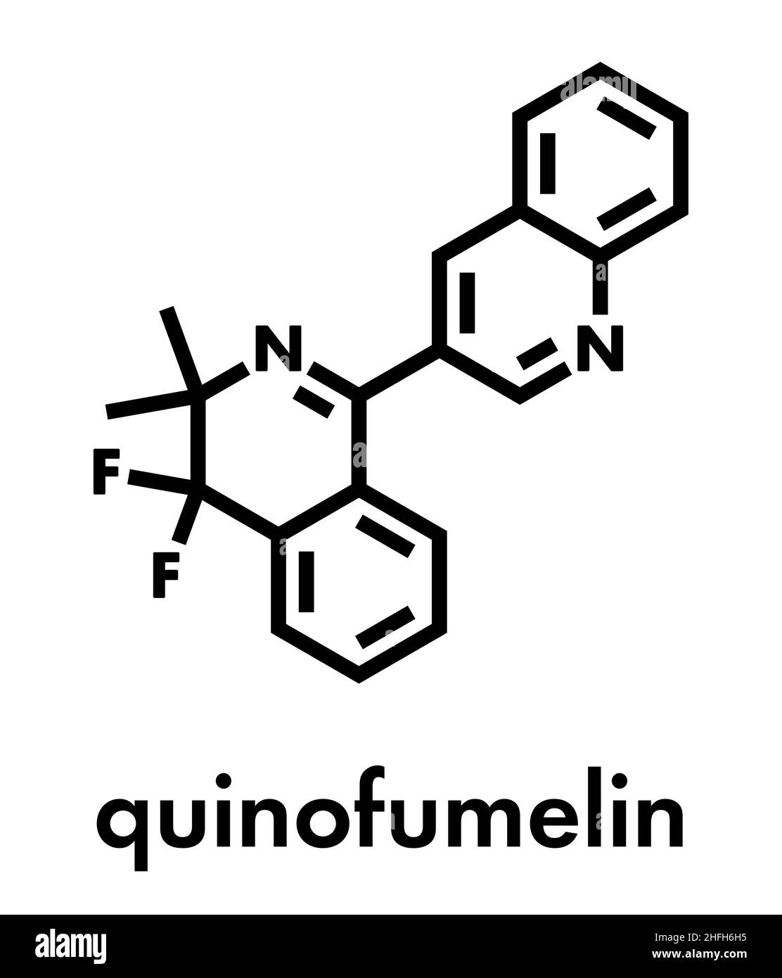 Molecola di fungicida Quinofumelin. Formula scheletrica. Illustrazione Vettoriale