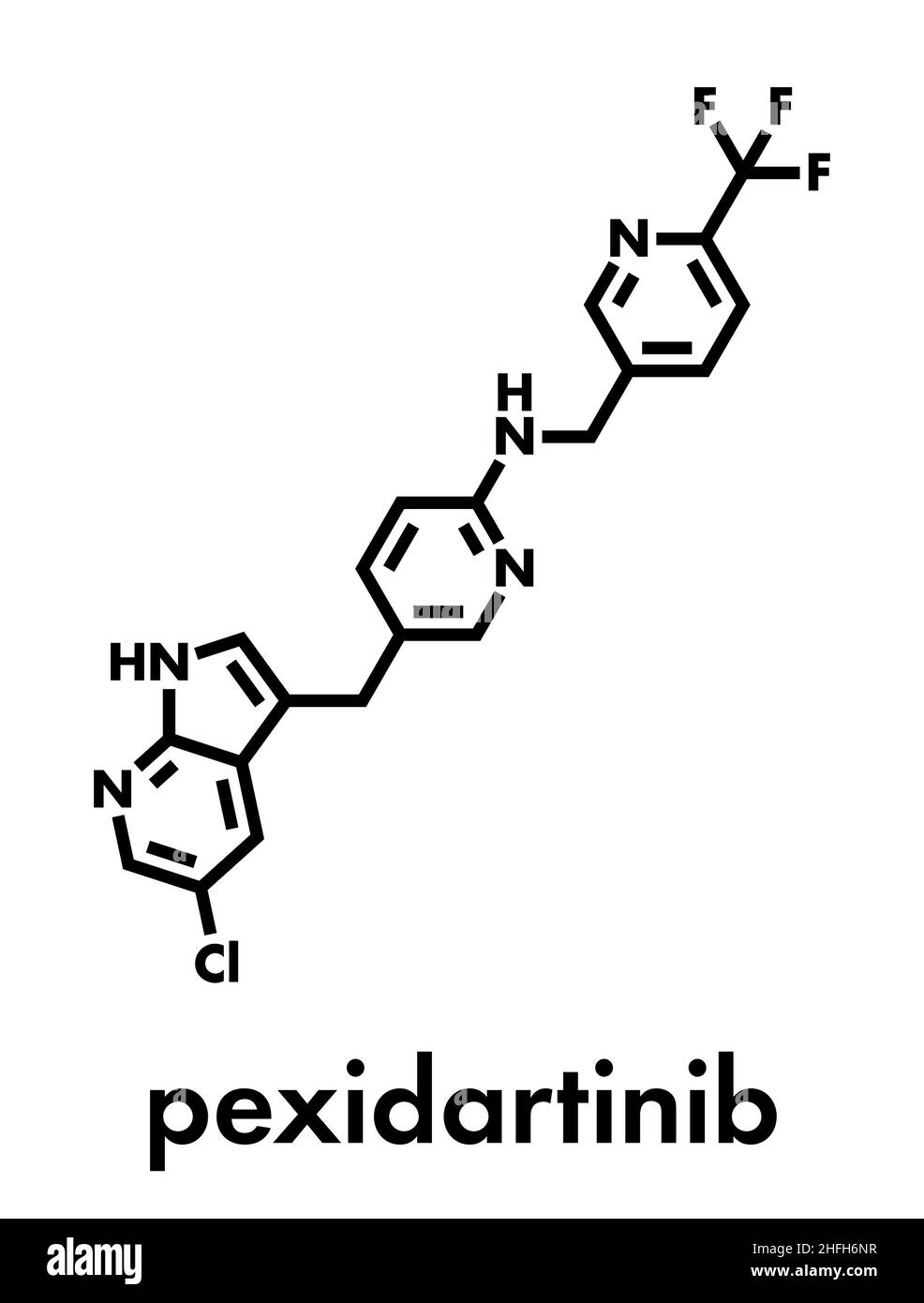 Cancro Pexidartinib molecola di farmaco. Formula di scheletro. Illustrazione Vettoriale