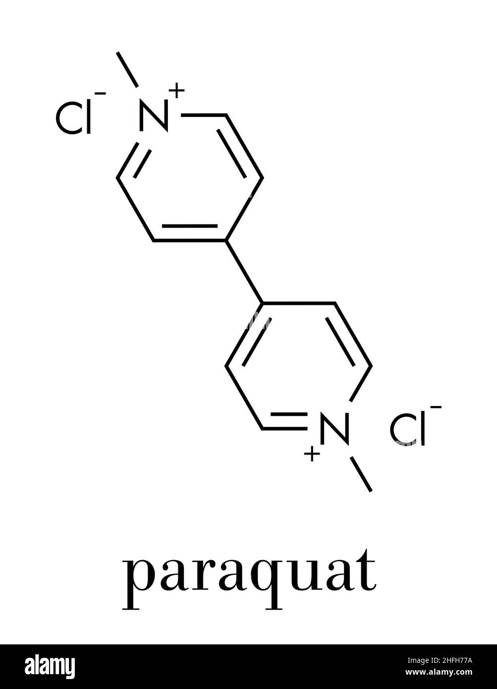 Il paraquat erbicida molecola formula scheletrico. Illustrazione Vettoriale