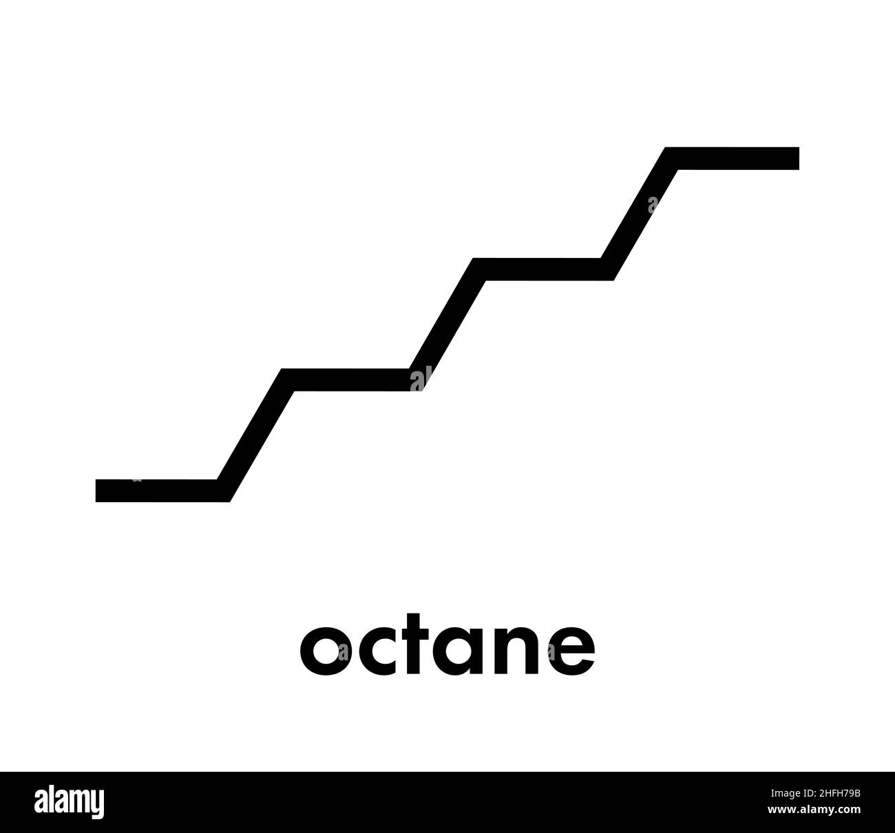 Ottano molecola di idrocarburo. Componente della benzina). Formula di scheletro. Illustrazione Vettoriale