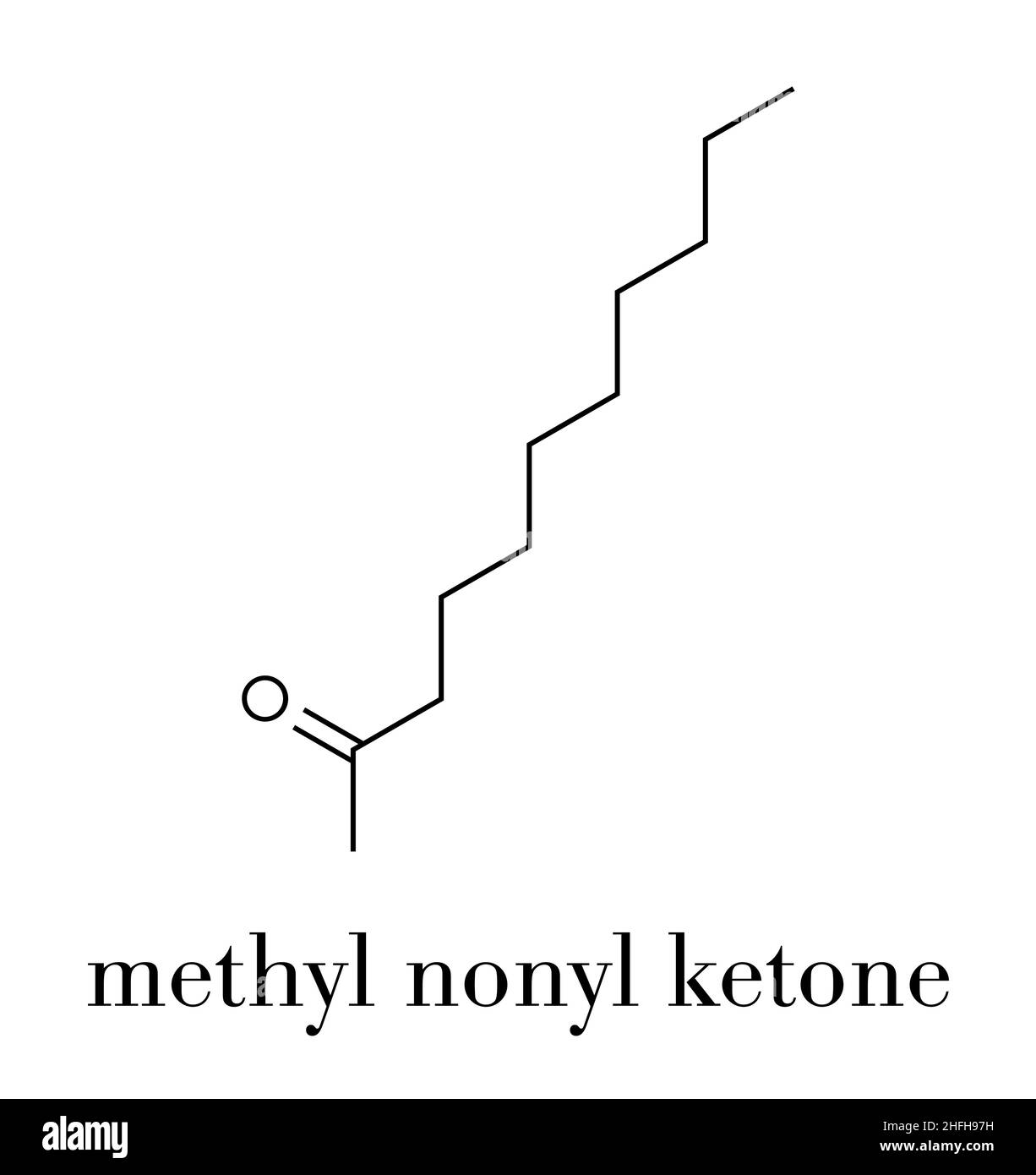 Molecola di Undecanone o metil nonil chetone. Formula scheletrica. Illustrazione Vettoriale
