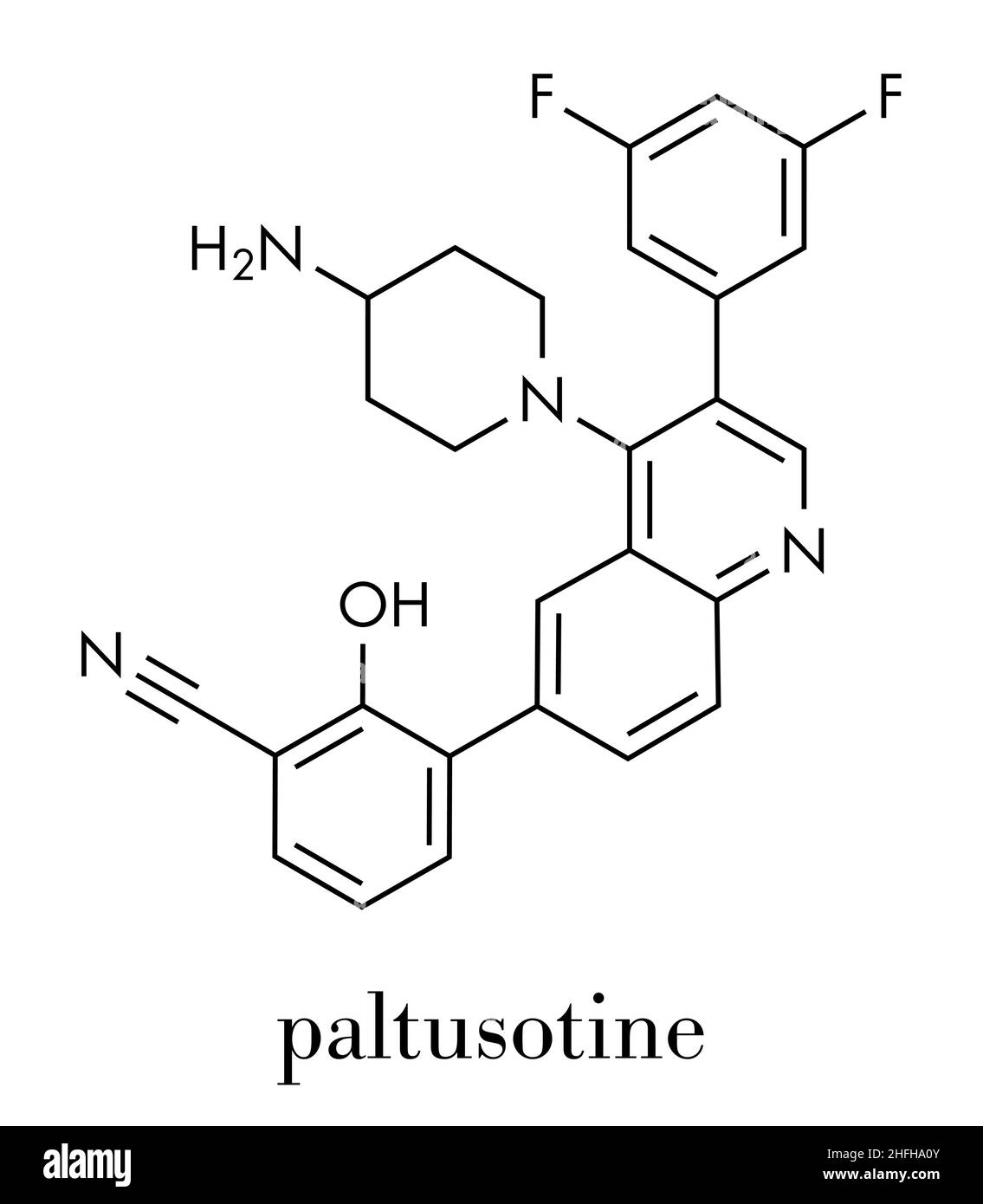 Molecola di farmaco di acromegalia di Paltusotina. Formula scheletrica. Illustrazione Vettoriale