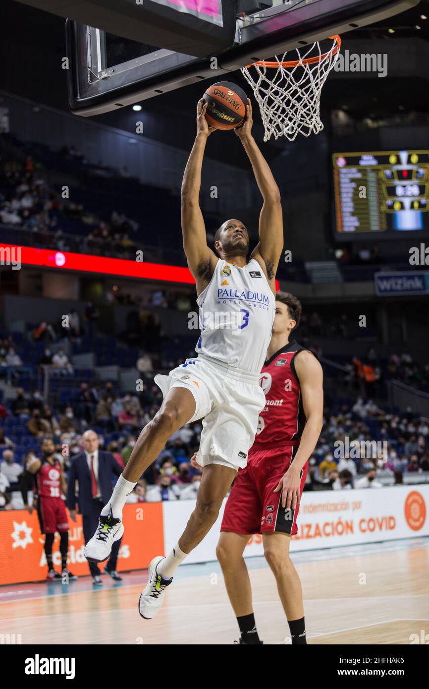 Madrid, Madrid, Spagna. 16th Jan 2022. Anthony Randolph durante la vittoria del Real Madrid su Casademont Saragozza 94 - 69 in Liga Endesa stagione regolare (giorno 18) celebrata a Madrid (Spagna) al Wizink Centre. Gennaio 16th 2022. (Credit Image: © Juan Carlos GarcÃ-A Mate/Pacific Press via ZUMA Press Wire) Foto Stock