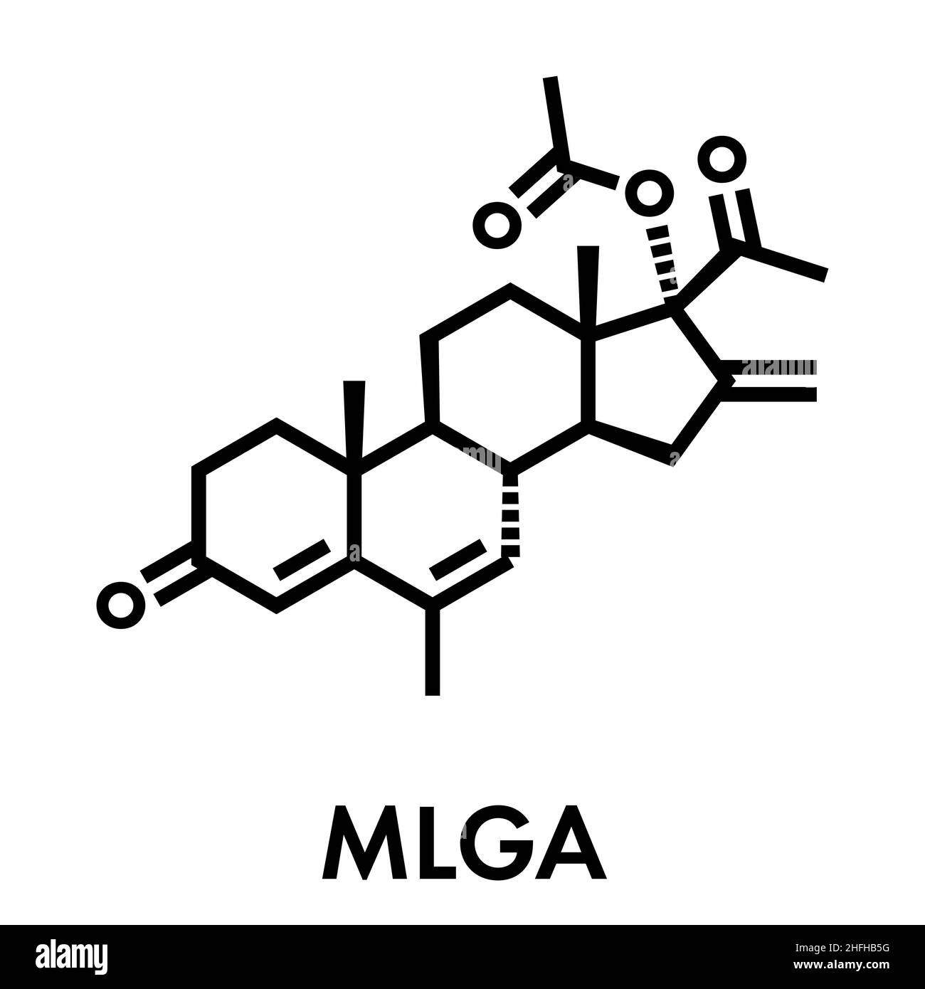 Melengestrolo acetato (MGA) promotore di crescita del bestiame formula scheletrica. Illustrazione Vettoriale