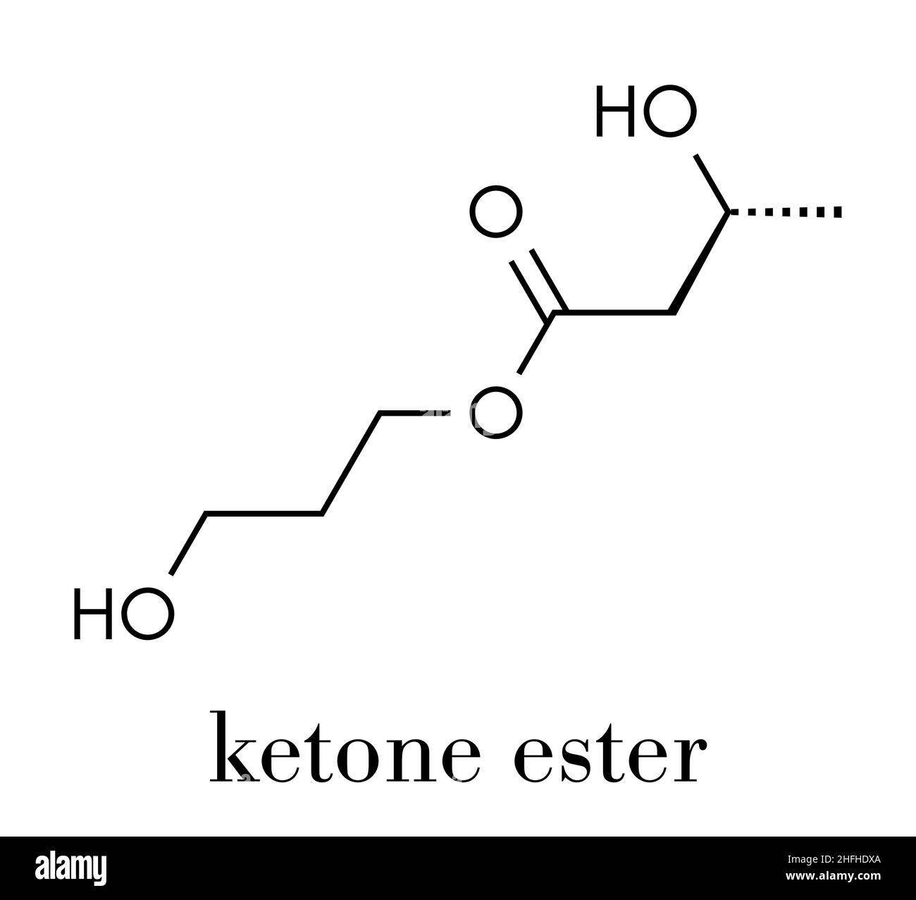 Molecola di estere chetonico. Presente nelle bevande per indurre chetosi. Formula scheletrica. Illustrazione Vettoriale