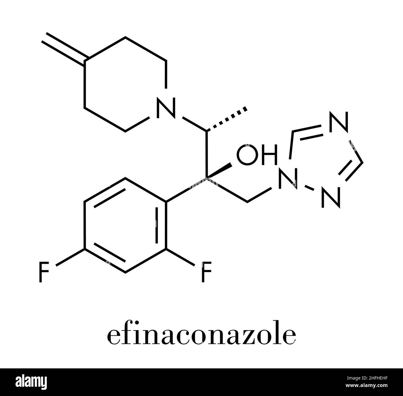 Molecola antifungina di Efinaconazolo. Formula scheletrica. Illustrazione Vettoriale