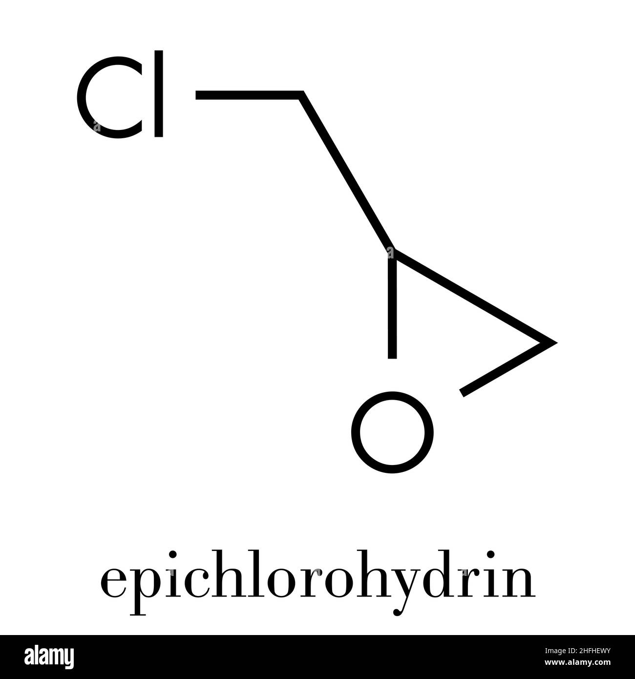 Blocco di costruzione in resina epossidica per epicloridrina (ECH). Formula scheletrica. Illustrazione Vettoriale