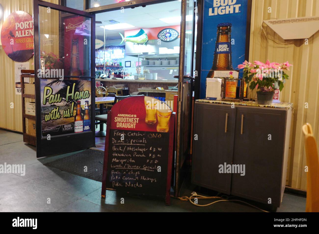 Sunset Grill and Bar al Port Allen su Kauai Foto Stock