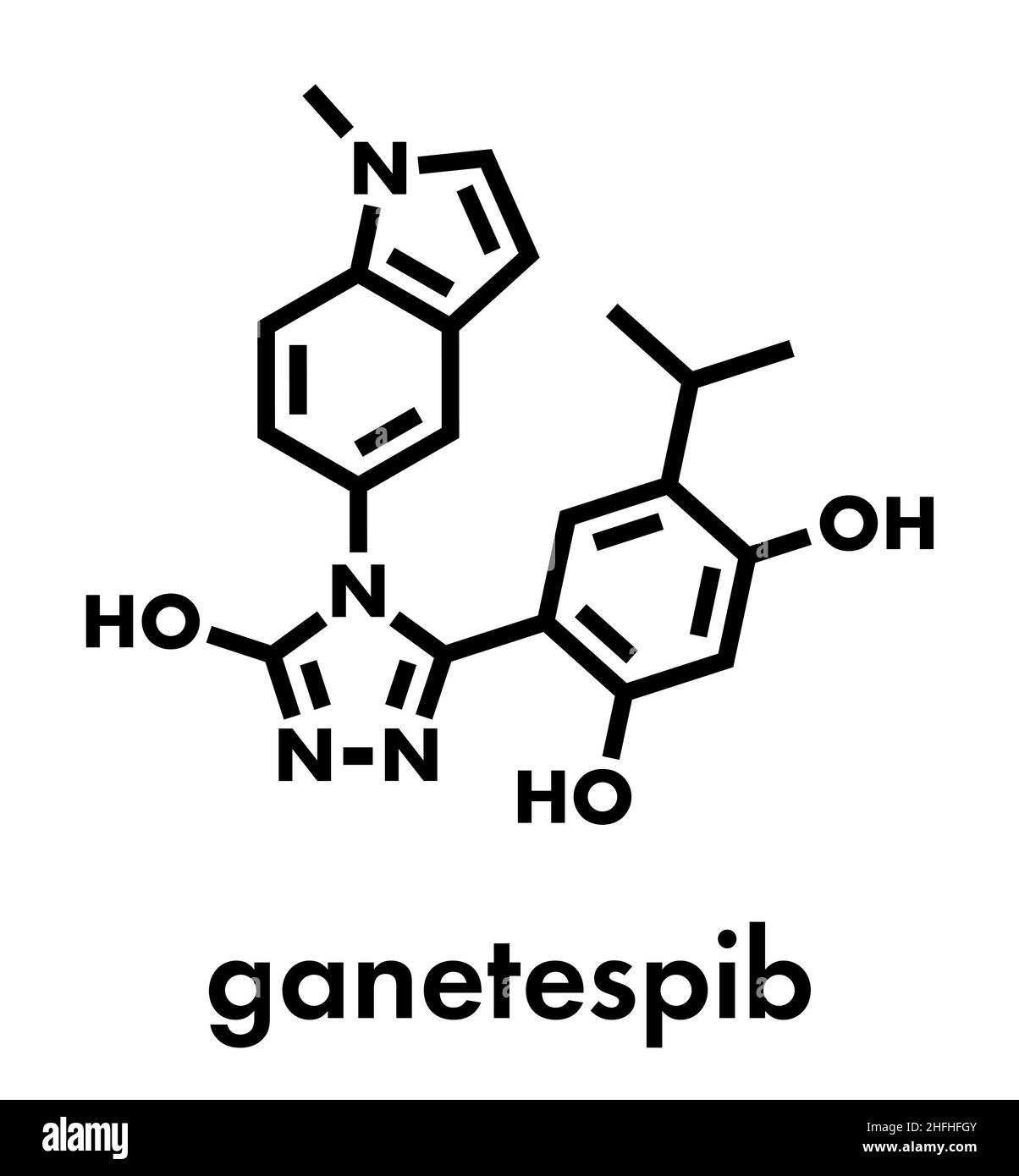 Cancro Ganetespib molecola di farmaco (HSP90 inibitore). Formula di scheletro. Illustrazione Vettoriale