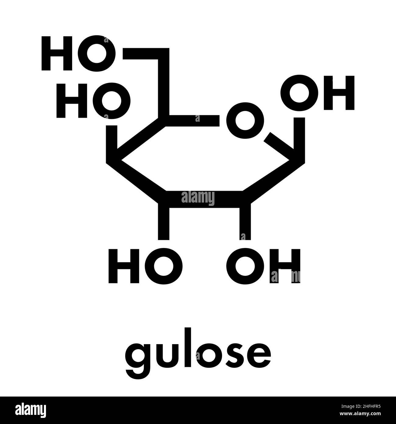 Il gulosio molecola (beta-D-gulopyranose forma). Formula di scheletro. Illustrazione Vettoriale