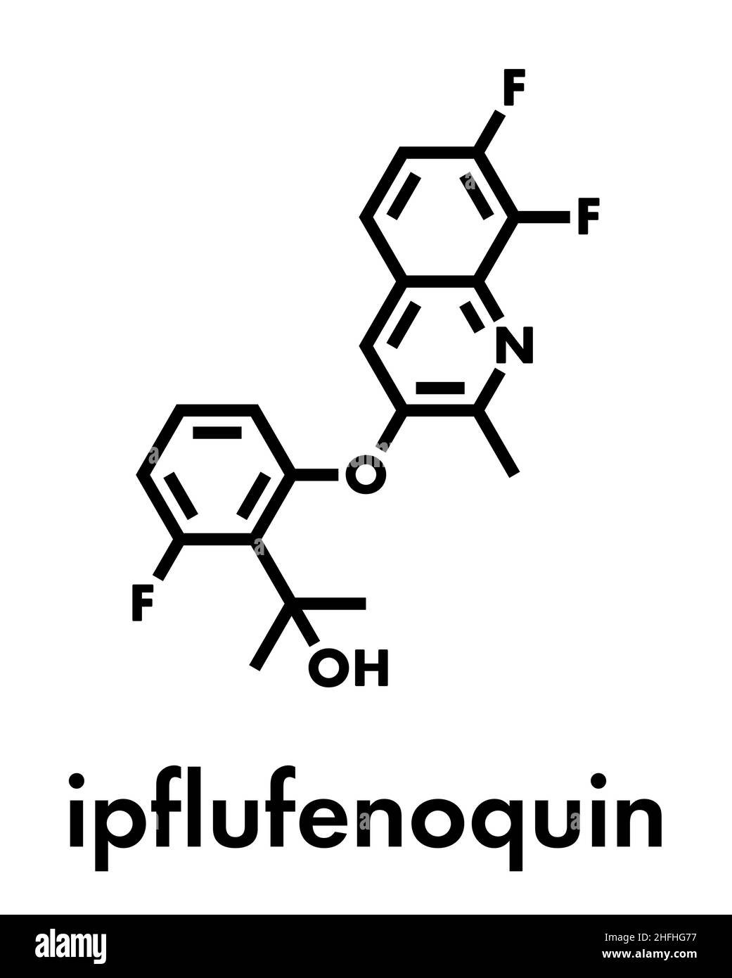 Molecola di fungicida Ipflufenoquin. Formula scheletrica. Illustrazione Vettoriale