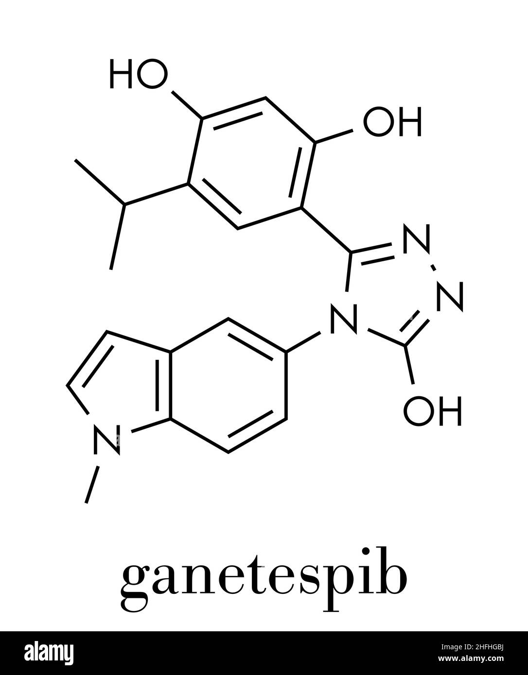 Cancro Ganetespib molecola di farmaco (HSP90 inibitore). Formula di scheletro. Illustrazione Vettoriale
