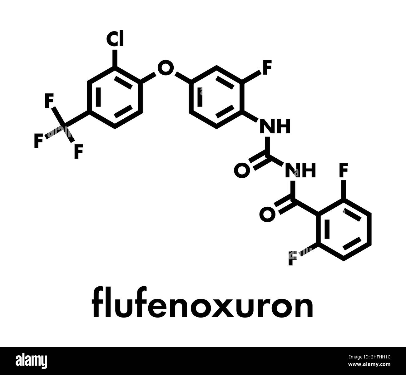 Flufenoxuron delle molecole di insetticida. Formula di scheletro. Illustrazione Vettoriale