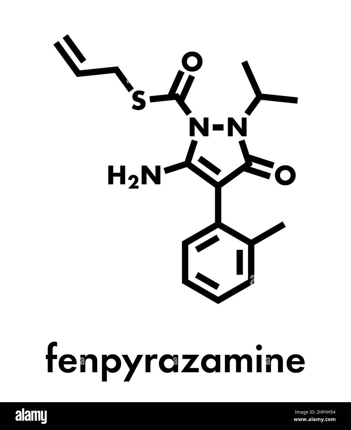 Molecola di fungicida di fenpirazamina. Formula scheletrica. Illustrazione Vettoriale