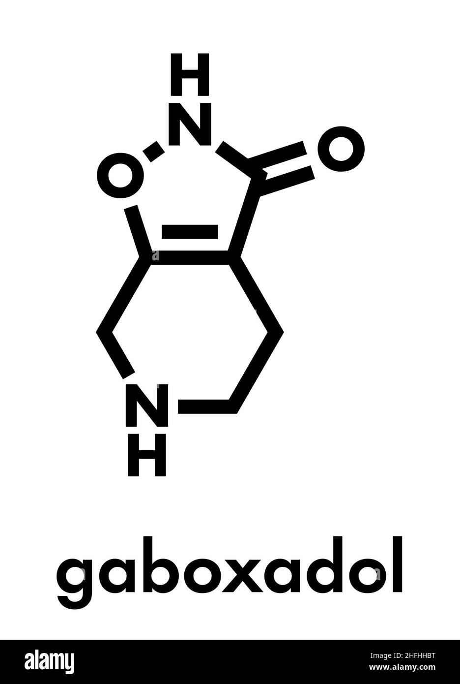 Molecola di farmaco di Gaboxadol. Formula scheletrica. Illustrazione Vettoriale