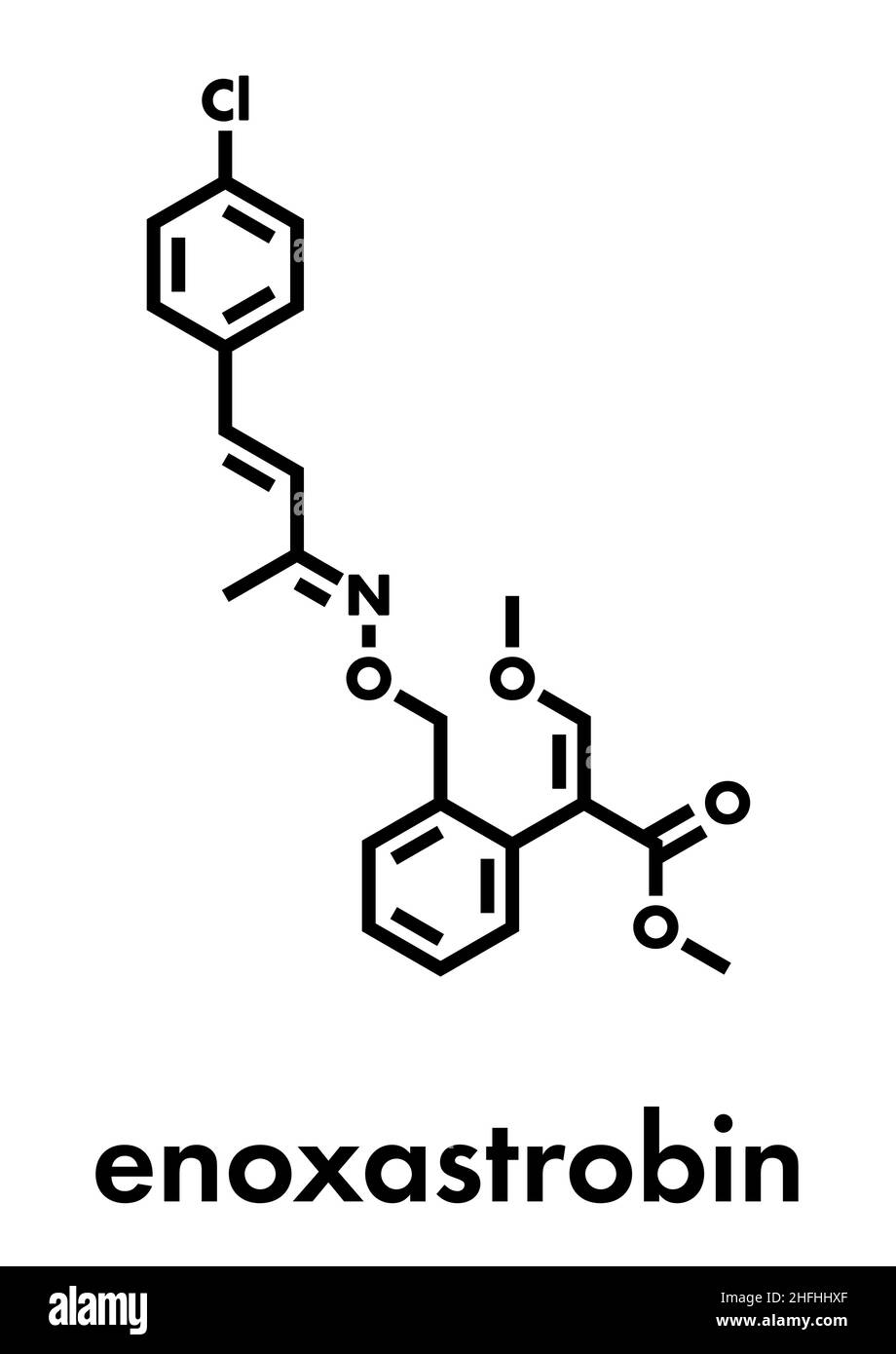 Molecola fungicida di Enoxastrobin. Formula scheletrica. Illustrazione Vettoriale