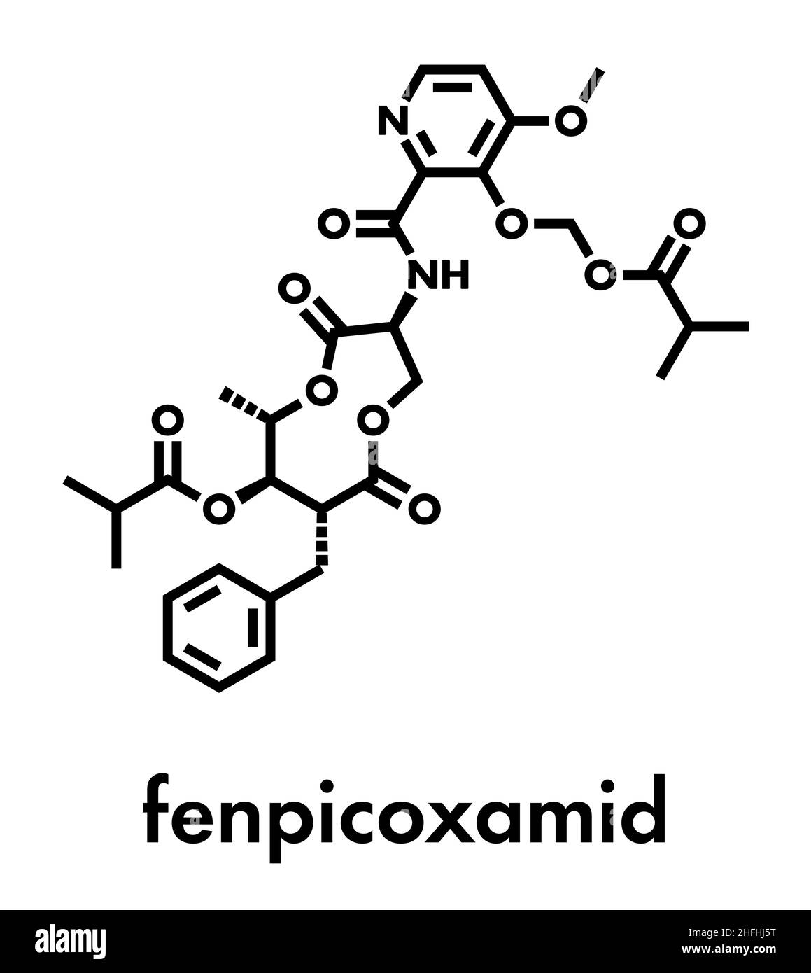Molecola fungicida di fenpicoxamide. Formula scheletrica. Illustrazione Vettoriale