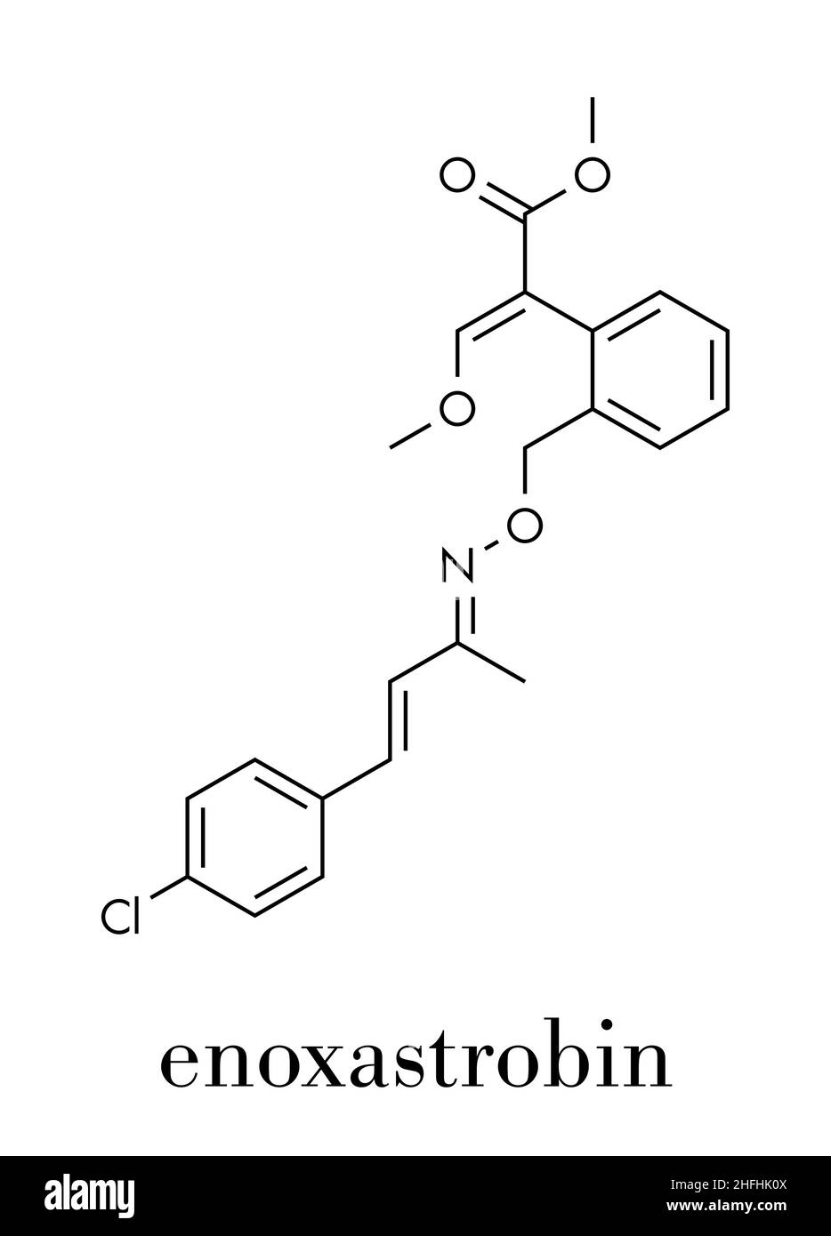 Molecola fungicida di Enoxastrobin. Formula scheletrica. Illustrazione Vettoriale