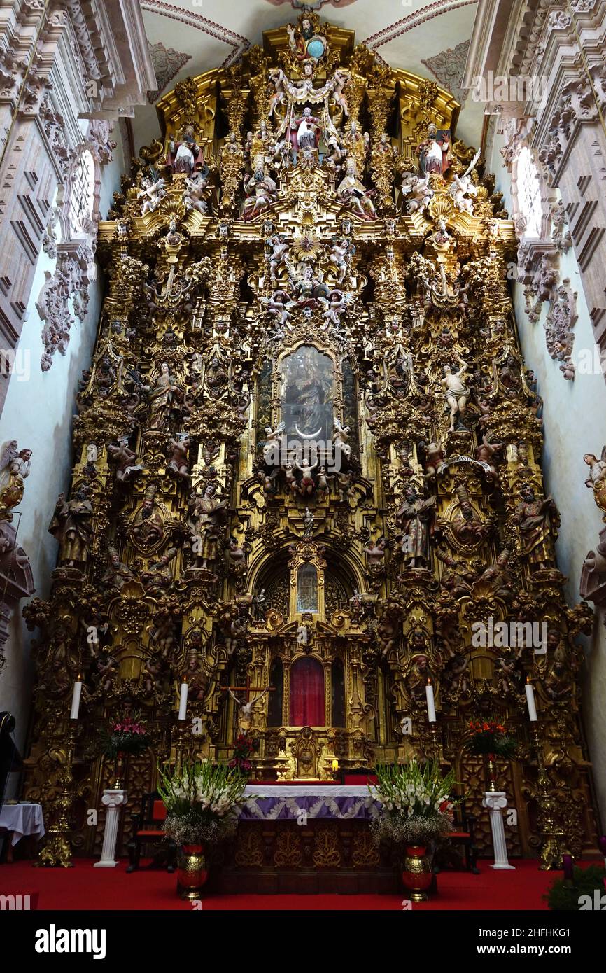 Interni, Nuova Chiesa barocca spagnola di Santa Prisca (Templo de Santa Prisca), Taxco de Alarcon, stato del Guerrero, Messico, Nord America Foto Stock