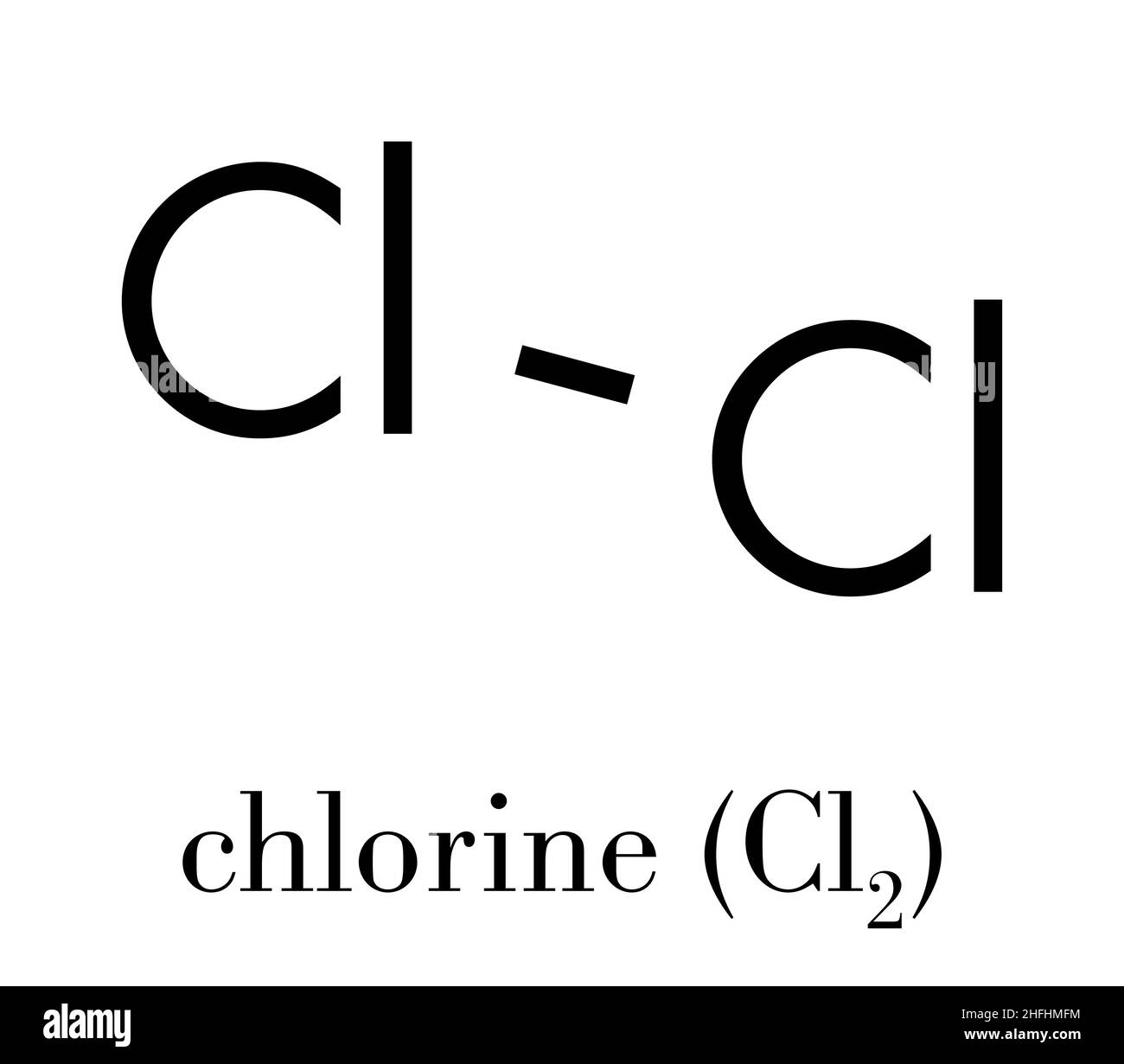Elementare di cloro (Cl2). Formula di scheletro. Illustrazione Vettoriale