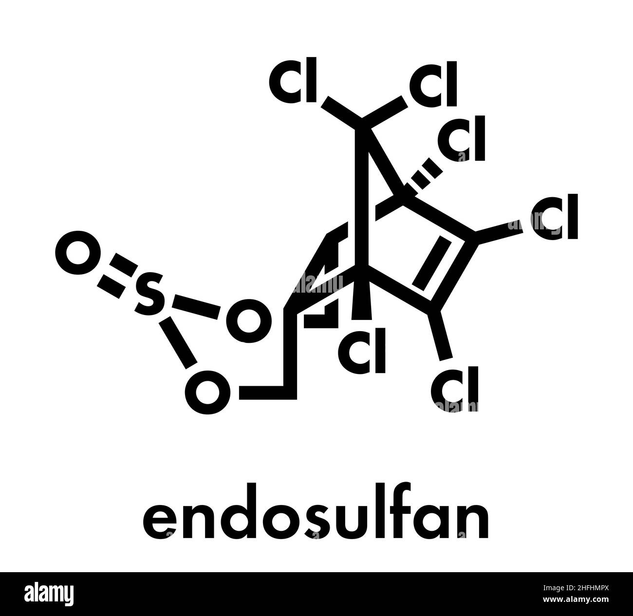 Endosulfan delle molecole di insetticida. Vietato in molti paesi per la sua tossicità. Formula di scheletro. Illustrazione Vettoriale