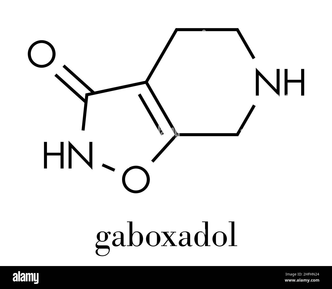 Molecola di farmaco di Gaboxadol. Formula scheletrica. Illustrazione Vettoriale