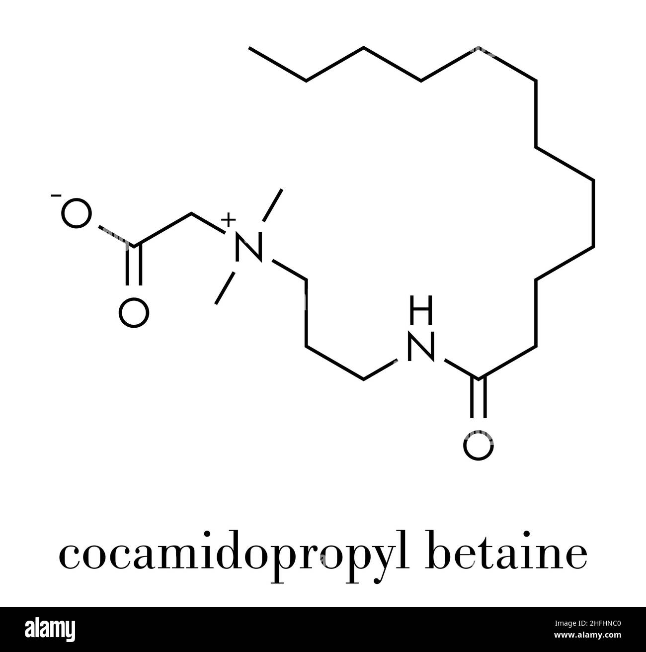 Cocammidopropil betaina (CAPB) tensioattivo sintetico molecola. Utilizzati  in shampoo, sapone e balsamo per capelli, ecc. Formula di scheletro  Immagine e Vettoriale - Alamy