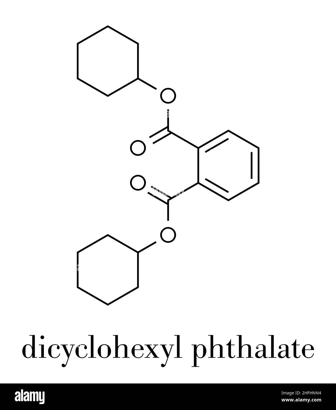 Dicicloesilftalato (DCP) plastificante molecola. Formula di scheletro. Illustrazione Vettoriale
