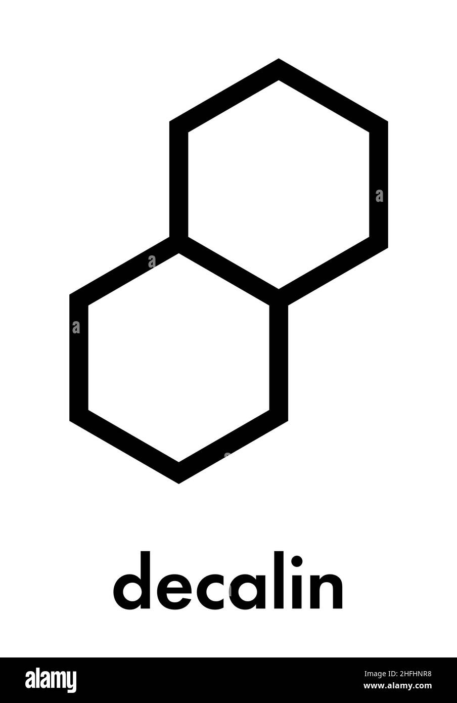 Molecola di solvente di decalina. Formula scheletrica. Illustrazione Vettoriale