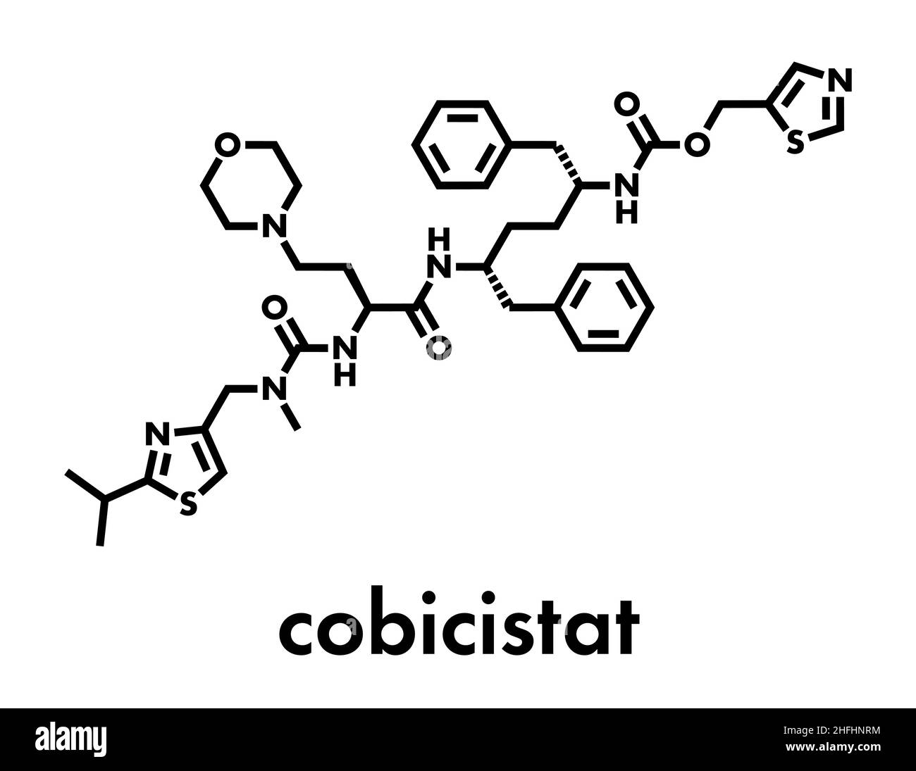 Molecola di farmaco inibitore del citocromo P450 di Cobicistat. Aumenta l'esposizione di vari farmaci HIV inibendo la loro rottura da parte degli enzimi metabolici, comprende Illustrazione Vettoriale