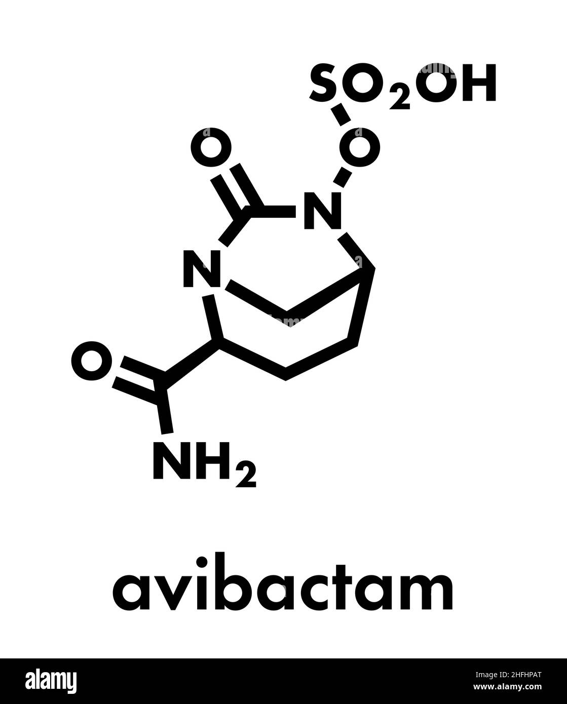 Molecola di farmaco di Aibaltam. Inibitore della beta-lattamasi somministrato in associazione con antibiotici. Formula scheletrica. Illustrazione Vettoriale