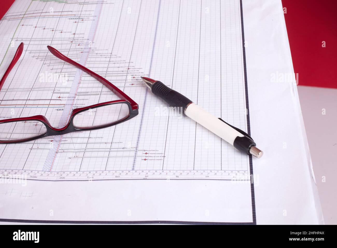 Novembre 2011 - progetto di costruzione grafico Gantt per anaysis percorso critico Foto Stock