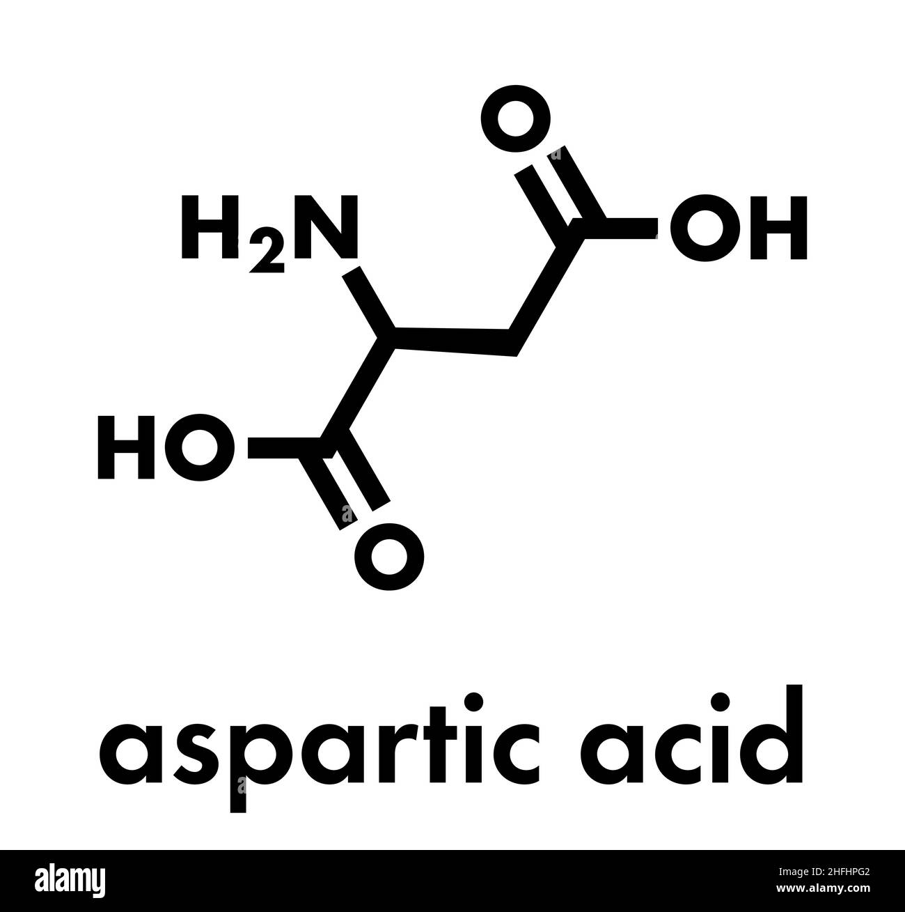 Molecola di amminoacido dell'acido aspartico (acido L-aspartico, ASP, D). Formula scheletrica. Illustrazione Vettoriale