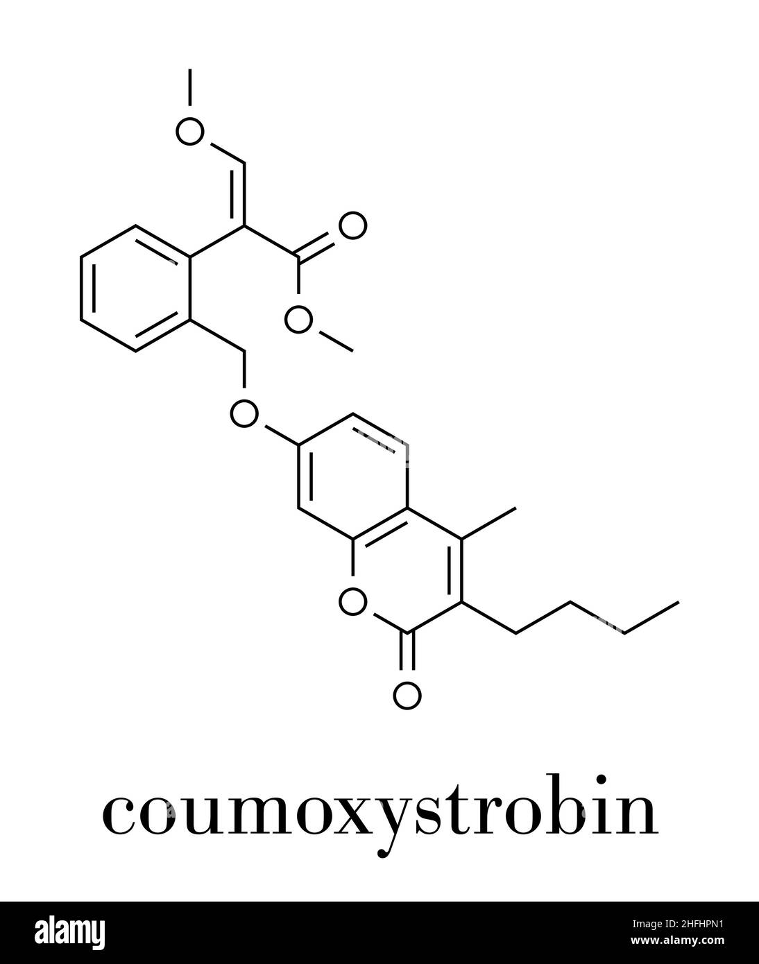 Molecola fungicida di Coumoxystrobin. Formula scheletrica. Illustrazione Vettoriale