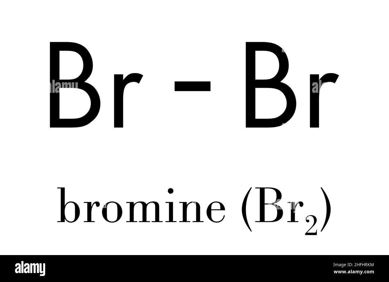 Molecola di bromo elementare (Br2). Formula scheletrica. Illustrazione Vettoriale