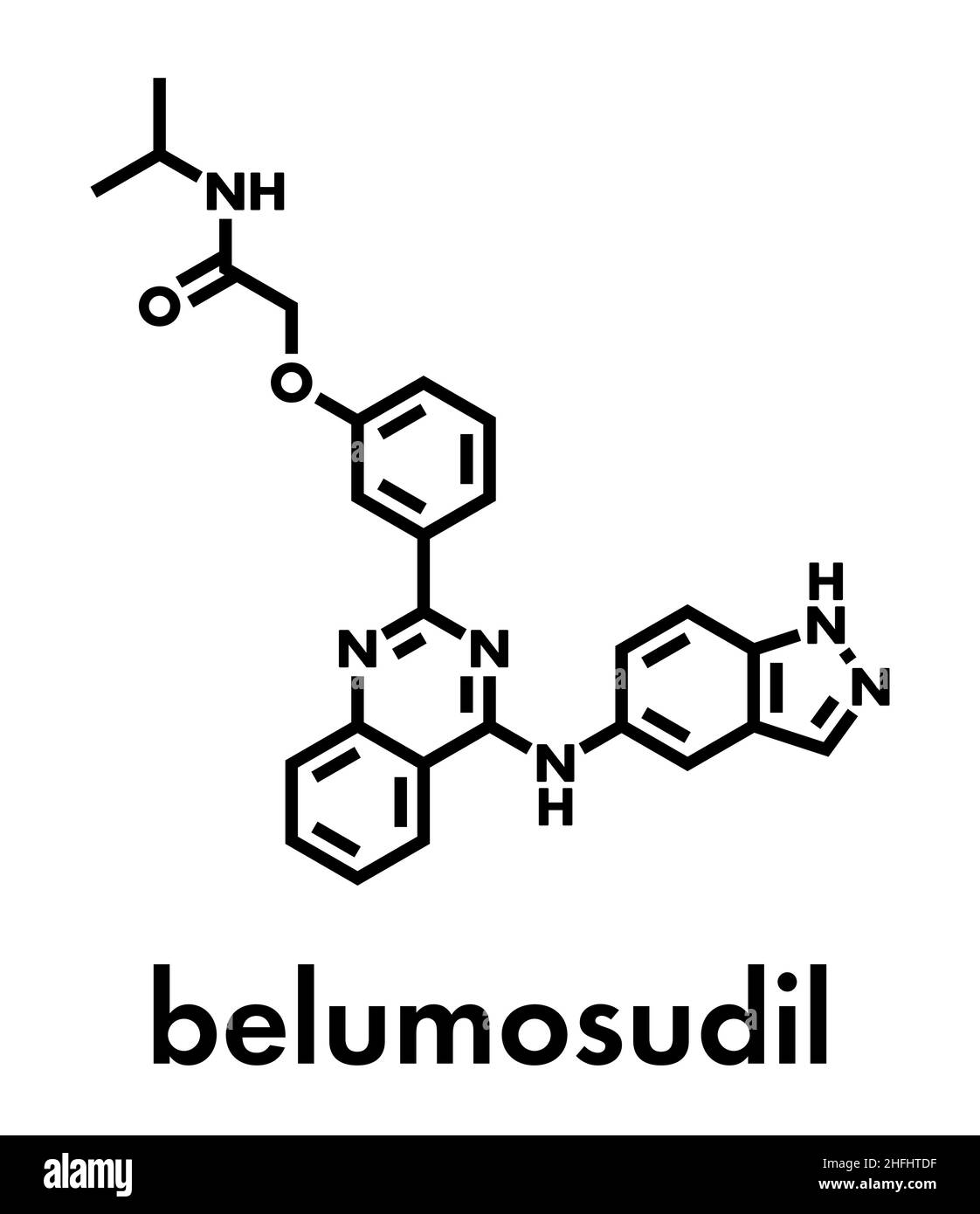 Molecola di farmaco di Belumosudil. Formula scheletrica. Illustrazione Vettoriale