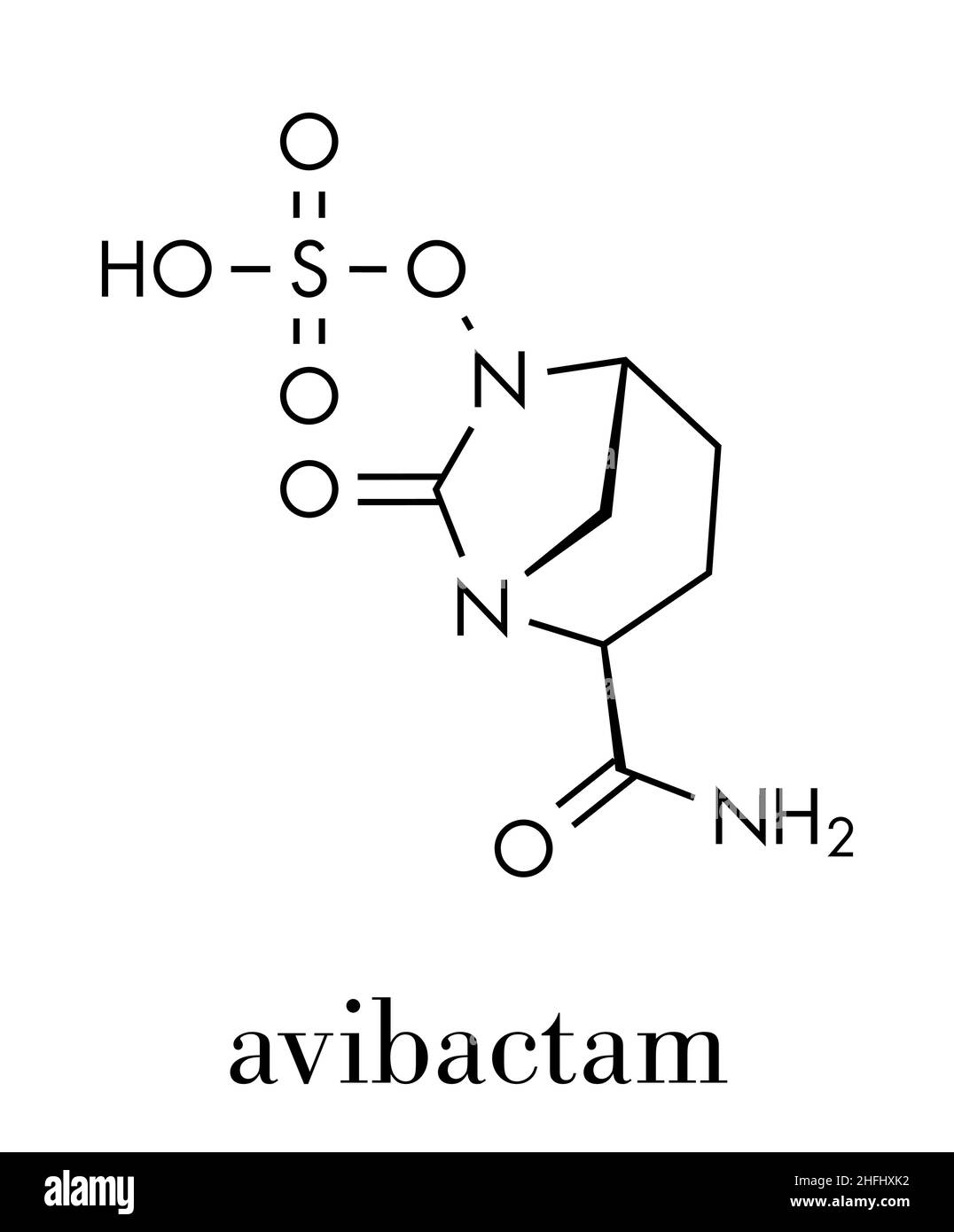 Molecola di farmaco di Aibaltam. Inibitore della beta-lattamasi somministrato in associazione con antibiotici. Formula scheletrica. Illustrazione Vettoriale