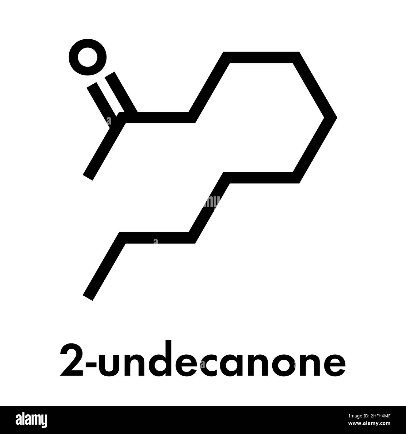 Molecola di Undecanone o metil nonil chetone. Formula scheletrica. Illustrazione Vettoriale