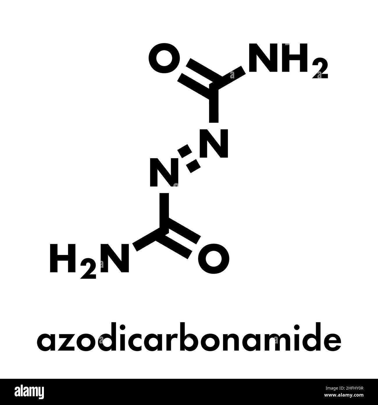 Azodicarbonammide additivo alimentare molecola. Utilizzato nella produzione di pane di farina come agenti di miglioramento e come agente espandente nella produzione di schiuma di materia plastica. Sk Illustrazione Vettoriale