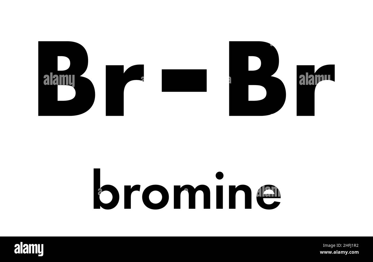 Molecola di bromo elementare (Br2). Formula scheletrica. Illustrazione Vettoriale