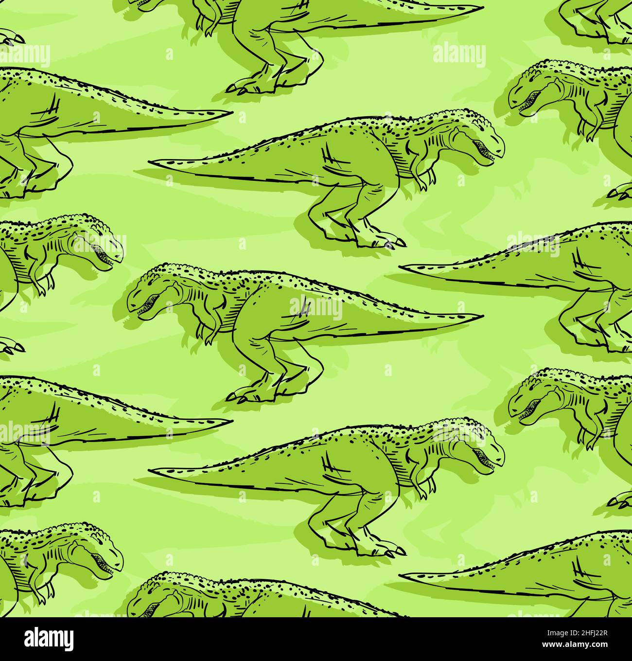 Modello Tyrannosaurus senza cuciture. Dinosauro T-Rex disegno a mano sfondo. Trama vettoriale Illustrazione Vettoriale